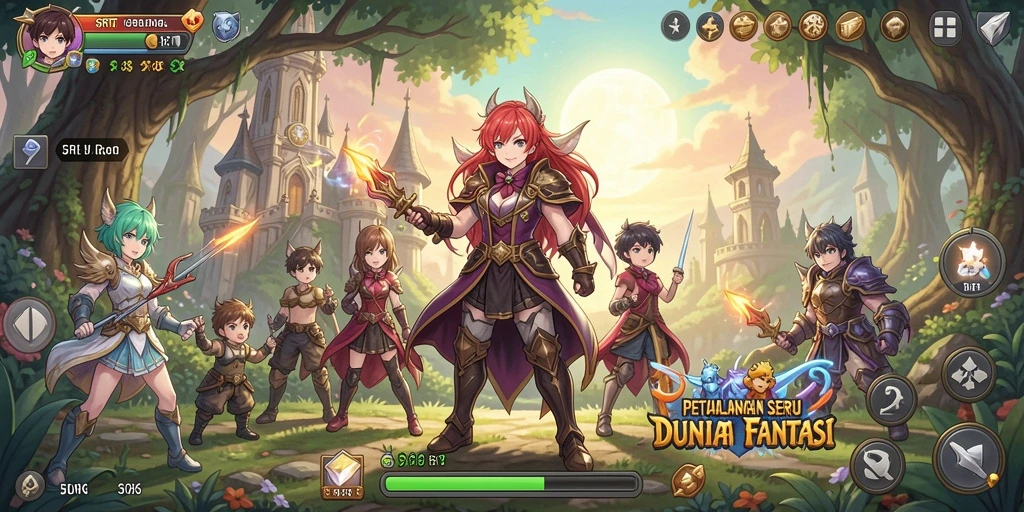 Tangkapan layar gameplay <strong>5RT</strong> menunjukkan pertempuran seru dengan karakter Anime.