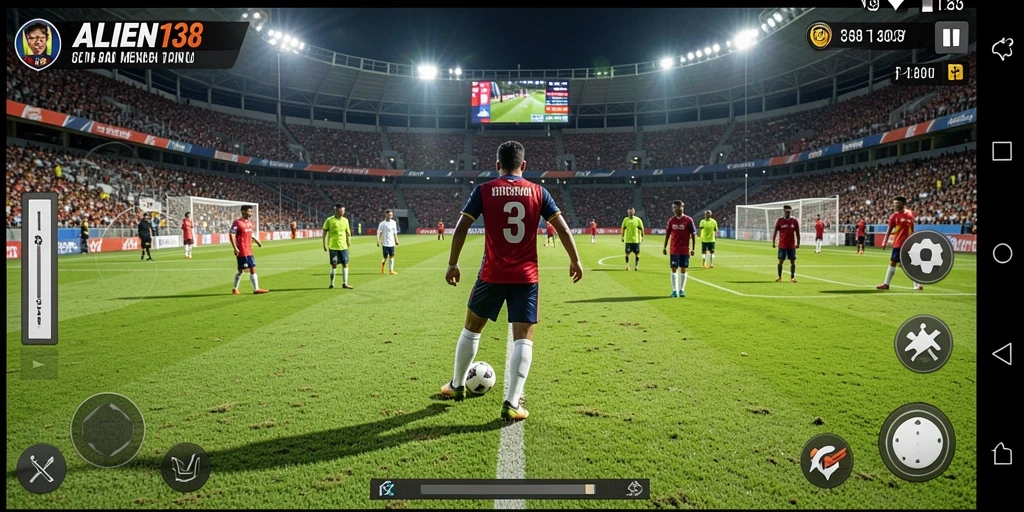 Tangkapan layar utama <strong>ALIEN138</strong> menampilkan aksi mendebarkan dalam permainan sepak bola.