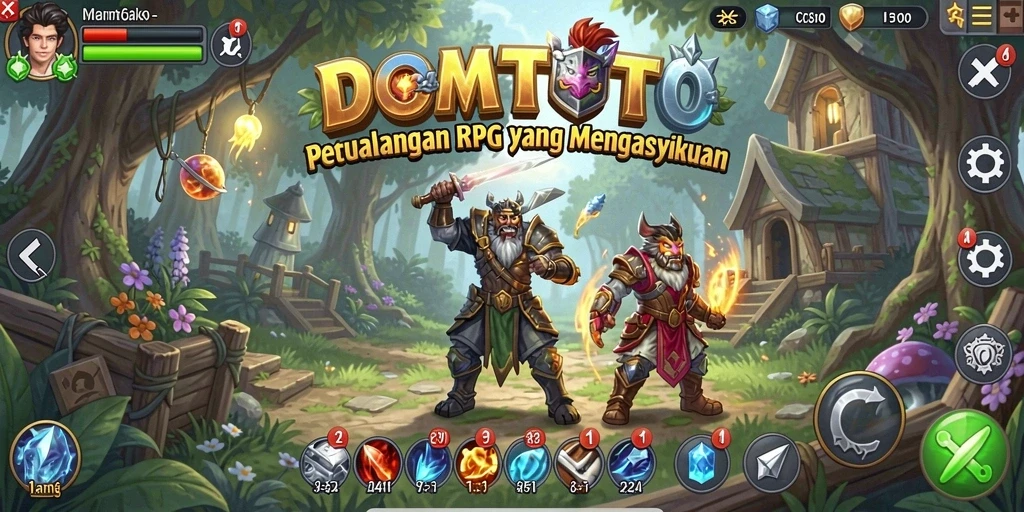 Tampilan gameplay <strong>DOMTOTO</strong> yang penuh aksi dan strategi RPG.