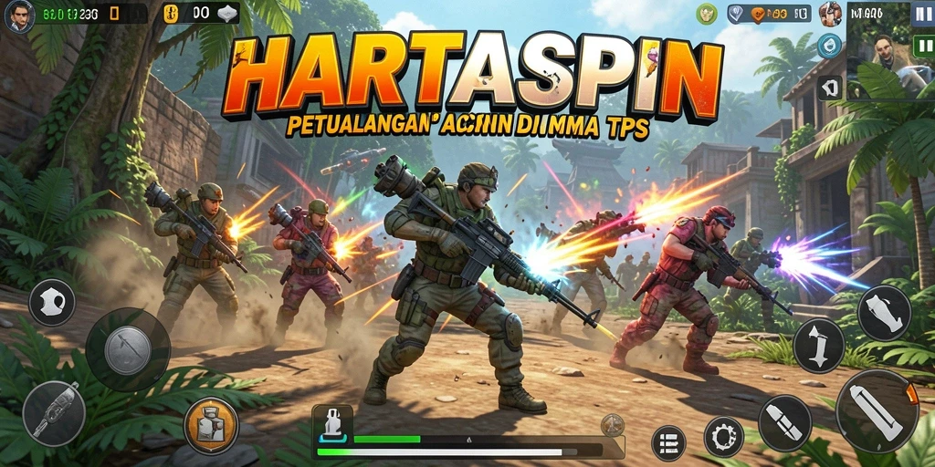 Screenshot HARTASPIN menampilkan aksi seru dalam permainan TPS yang memukau.