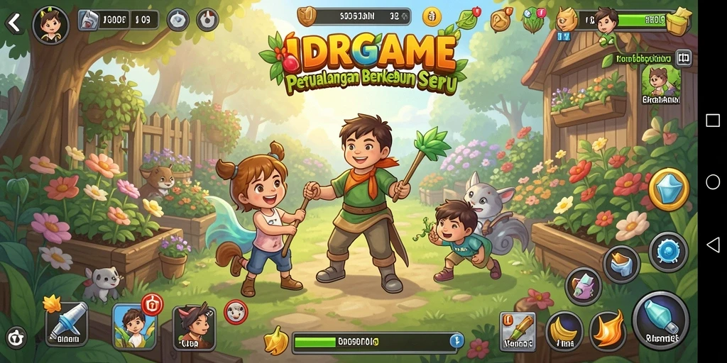Tangkapan layar gameplay IDRGAME menampilkan kegiatan bertani dan berkebun yang menarik.