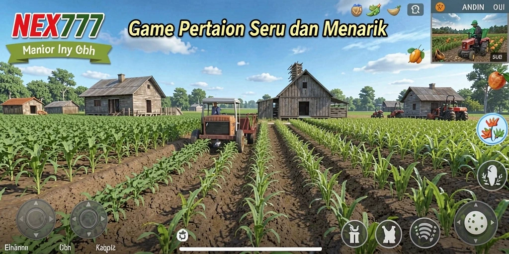 Tampilan gameplay <strong>NEX777</strong> dengan aktivitas bertani yang seru.