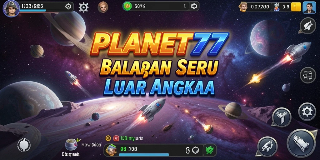 Tampilan gameplay seru balapan luar angkasa di PLANET77.