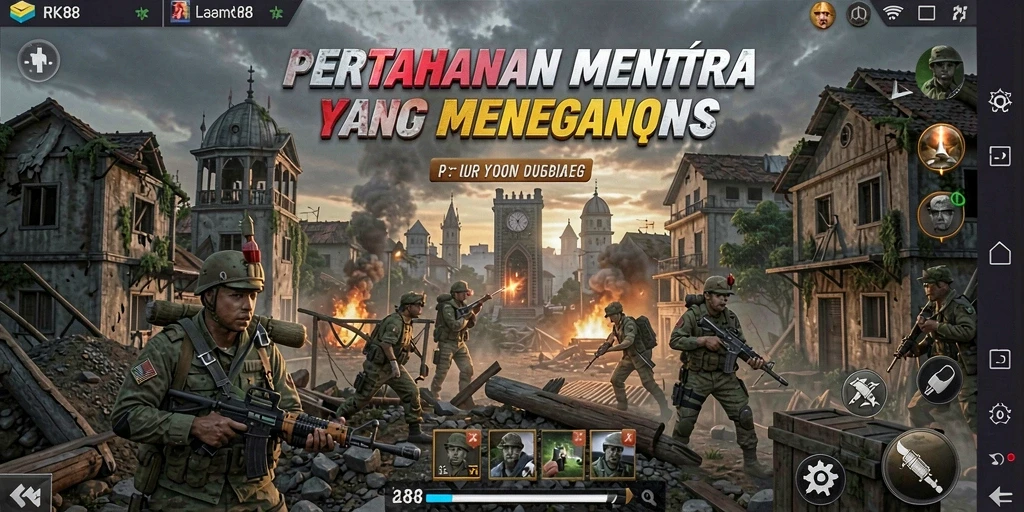 Tangkapan layar RK88 menunjukkan aksi menegangkan di dalam permainan Tower Defense.