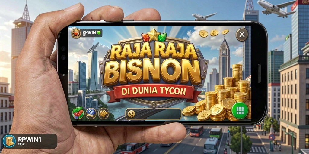 Screenshot gameplay RPWIN1 menunjukkan aksi seru dalam membangun kerajaan bisnis.