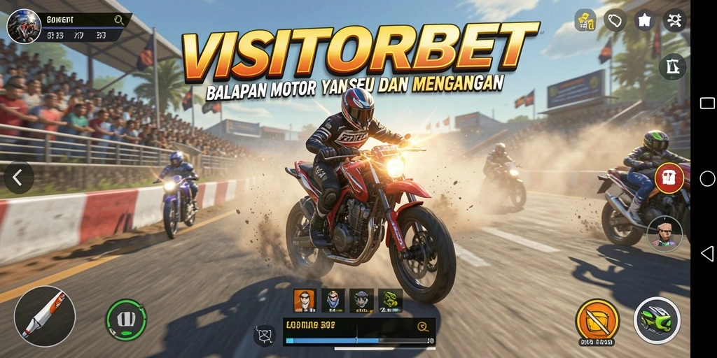 Tampilan gameplay seru balapan motor di VISITORBET.