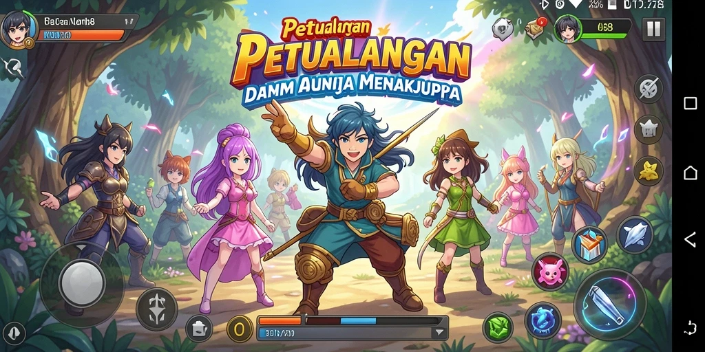 Screenshot tampilan gameplay VT38 dengan aksi karakter anime.