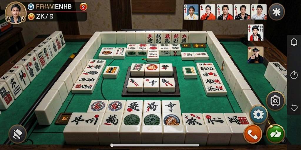 Tampilan gameplay menarik dalam ZK7 dengan ubin Mahjong berwarna-warni.